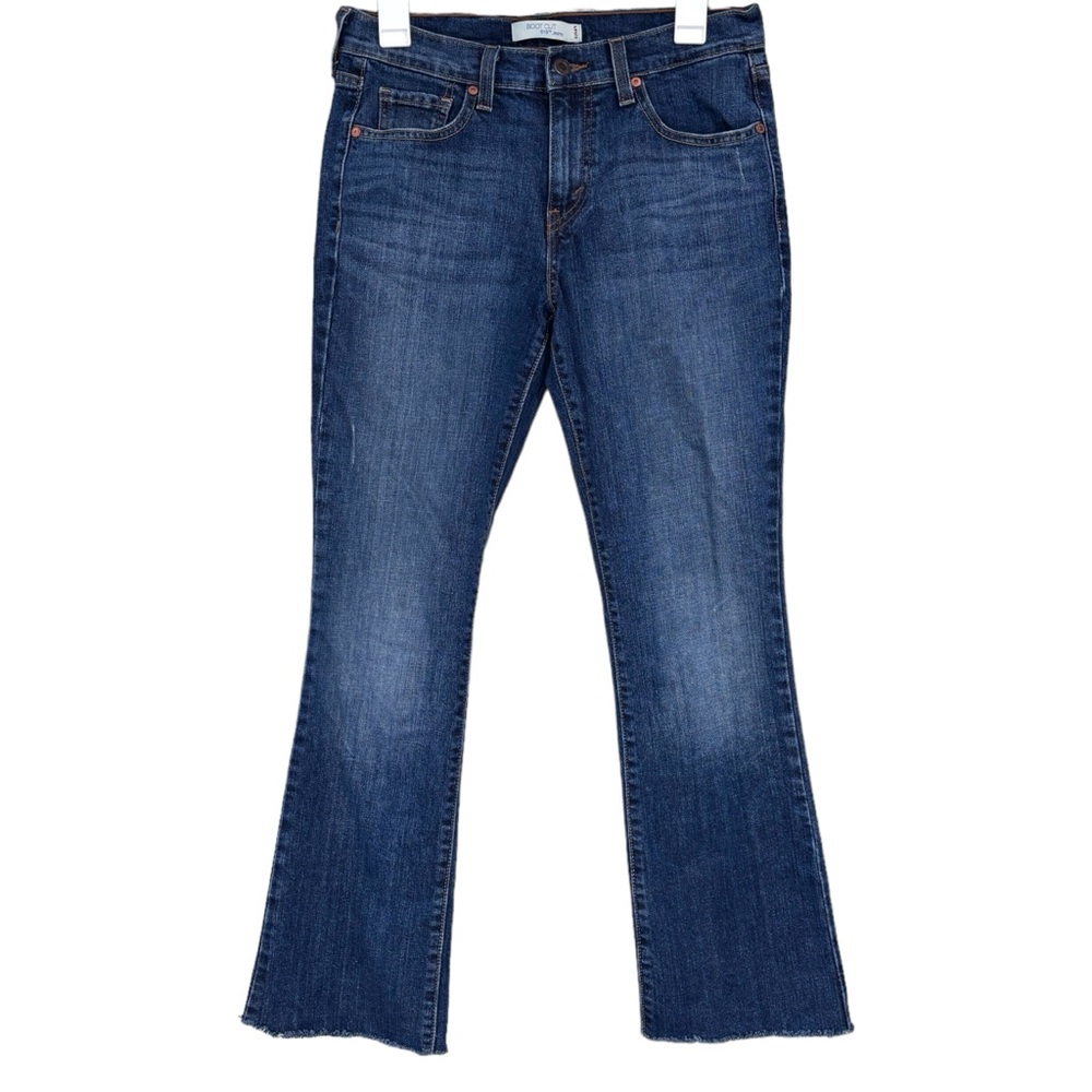 Levi’s Bootcut 515 Ankle Jeans Blue Denim Raw Hem Button Pocket Womens SZ 6 Long